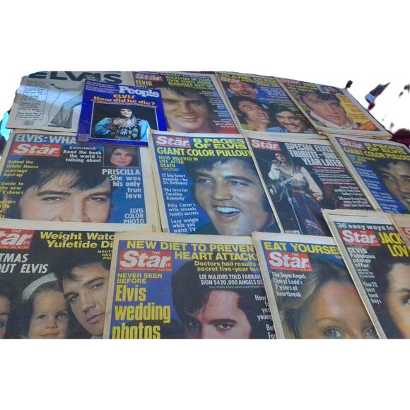 Elvis Presley 1970s Star People And Enquirer Magazines Newspapers SET OF 14 - Picture 2 of 14